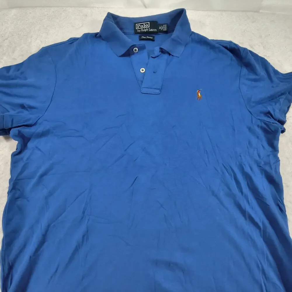 Polo by Ralph Lauren Pima Interlock Collared Polo Shirt Mens Size Medium M Blue